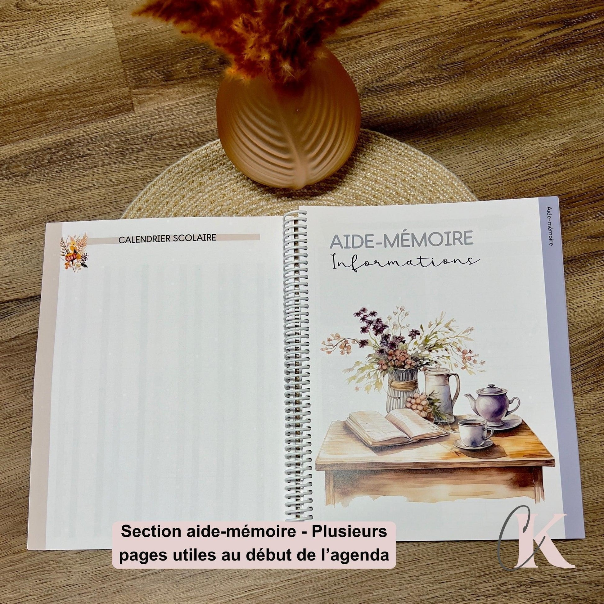 Agenda Planificateur Enseignant 2025-2026 Rose Poudré | Pastel Signature - Créations KingA+
