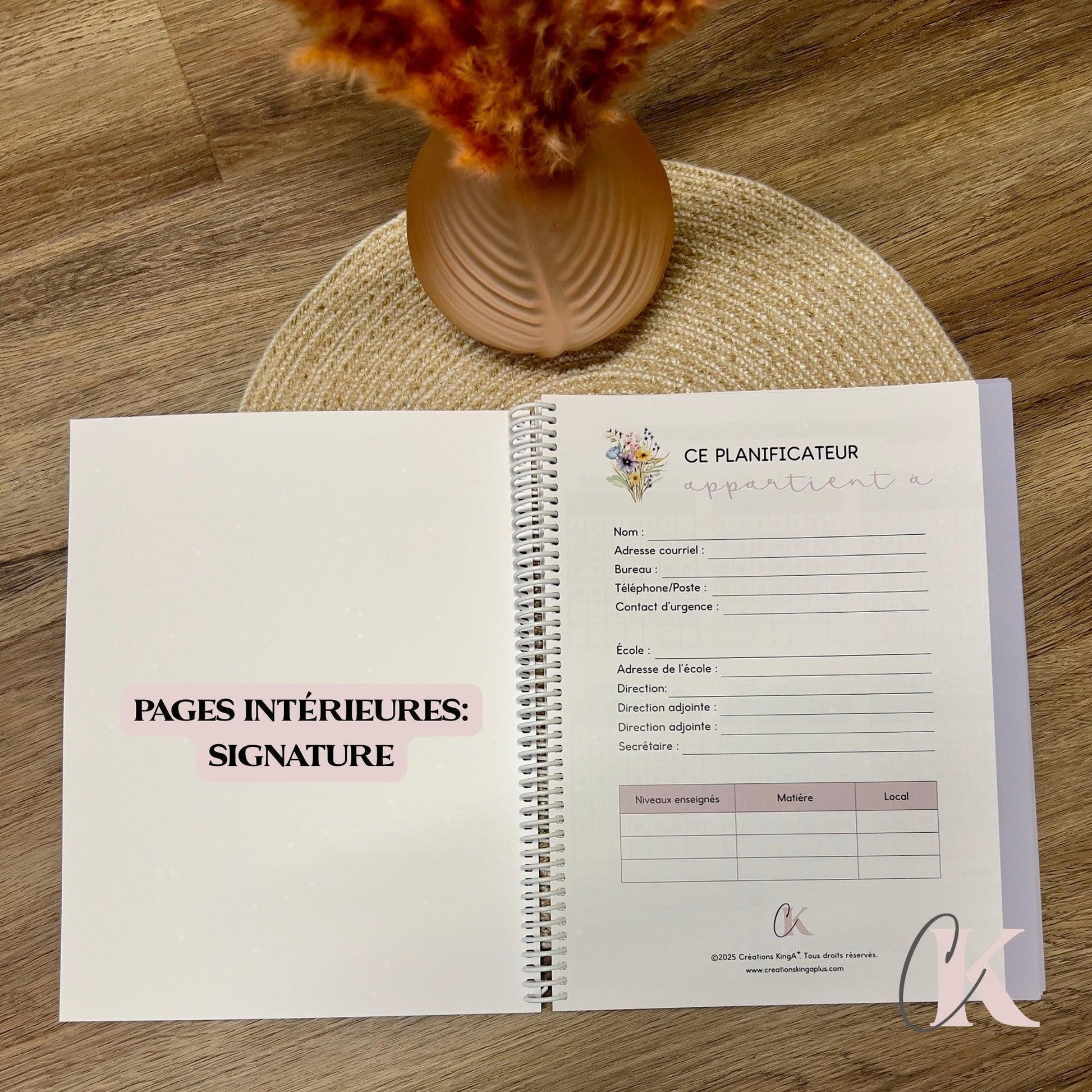 Agenda Planificateur Enseignant 2025-2026 Rose Poudré | Pastel Signature - Créations KingA+