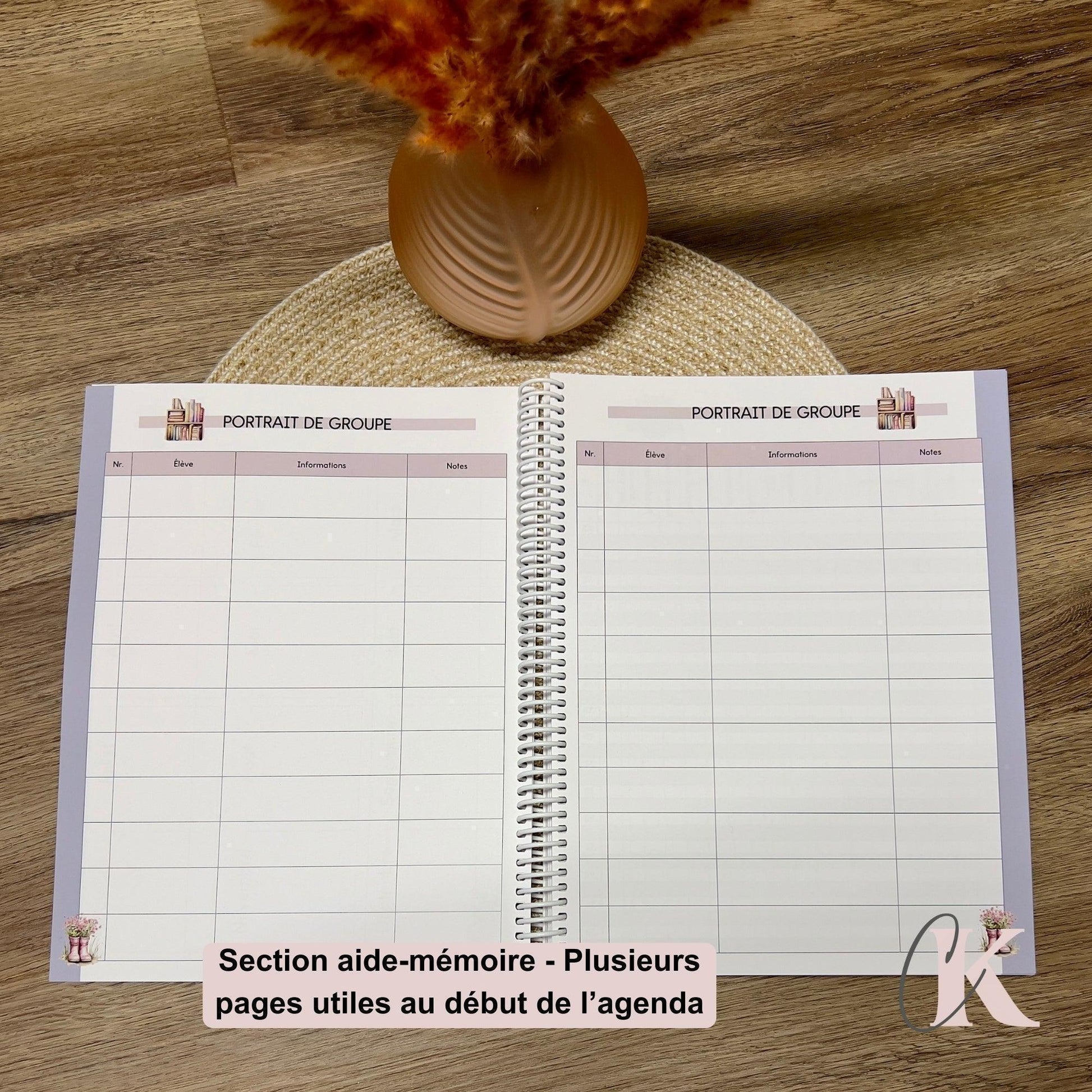 Agenda Planificateur Enseignant 2025-2026 Rose Poudré | Pastel Signature - Créations KingA+